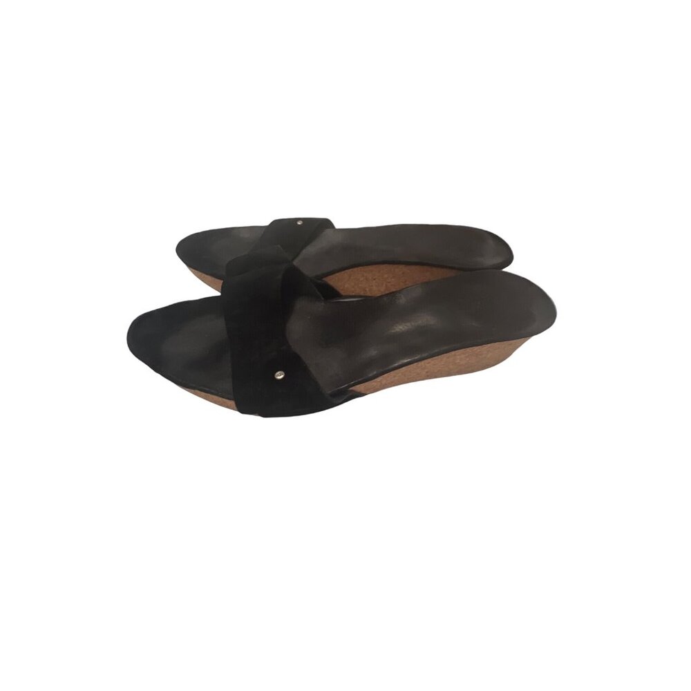 Ugg Australia Black Cork Wedge Slip-On Sandals Size 10 Womens
